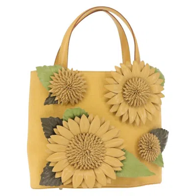 Pre-owned Ferragamo Flower Tote Canvas Canvas Tote Bag Bag () In Yellow