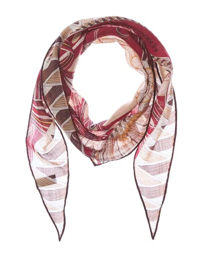 Ferragamo Flowers & Butterflies Wool Diamond Scarf In Multi