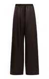 Ferragamo Fluid Satin Wide-leg Trousers In Brown