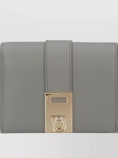 Ferragamo Fold-over Wallets Gold-tone Hardware In Grey