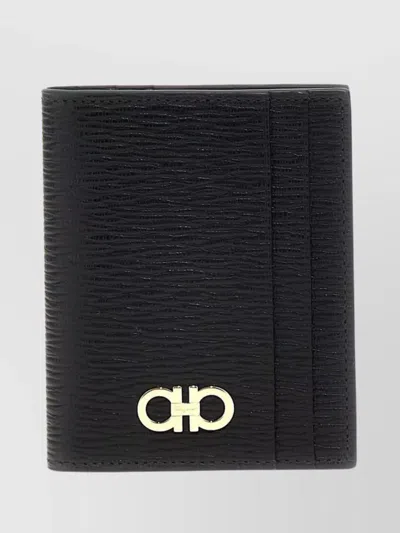 FERRAGAMO FOLDED CARD HOLDER GOLD HARDWARE