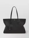 Ferragamo Folded Edge Grained Texture Shoulder Bag In Black