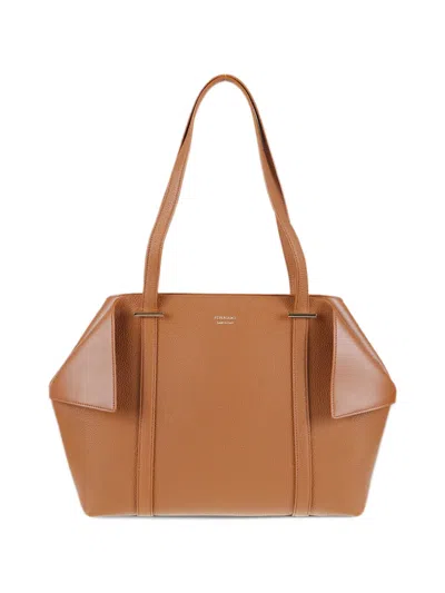 Ferragamo Folded Tote Bag (m) In Brown