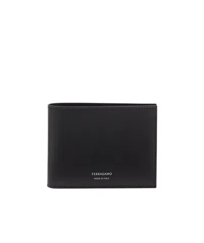 Ferragamo Logo Stamp Bi-fold Wallet In Black