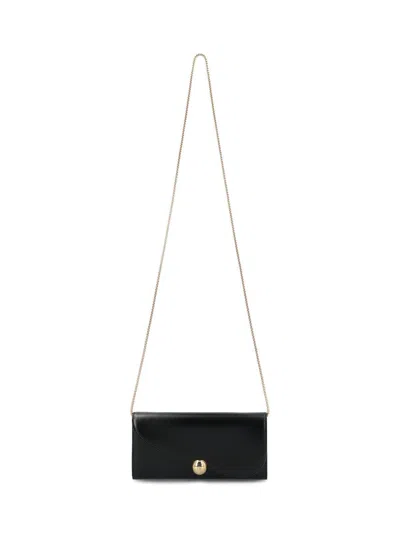 Ferragamo Foldover-top Chain-linked Shoulder Bag In Black