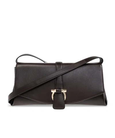 Ferragamo Foldover Top Crossbody Bag In Black