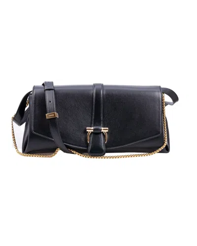 Ferragamo Foldover Top Crossbody Bag In Black