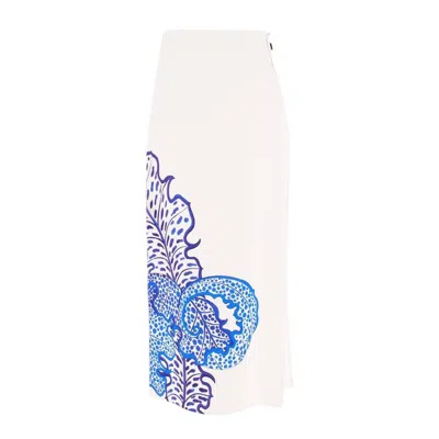 Ferragamo Foliage Print Wrap Skirt In ["blue"]