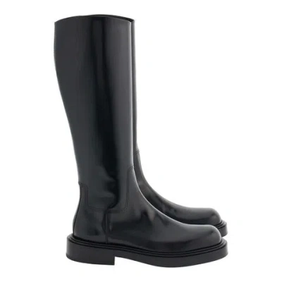 Ferragamo Fontana Leather High Boots In Black