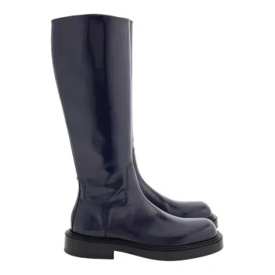 Ferragamo Fontana Leather High Boots In Blue