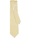 Ferragamo Football Helmet Print Silk Tie In Yellow