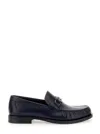 Ferragamo Bart Black Loafers With Embossed Gancini Detail On The Front In Leather Man