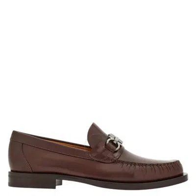Ferragamo Fort Gancini Horsebit Loafers In Brown