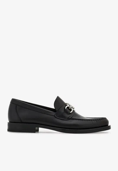 FERRAGAMO FORT GANCINI LEATHER LOAFERS