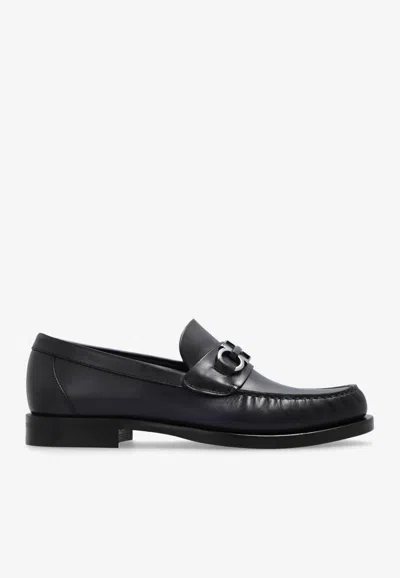 FERRAGAMO FORT LEATHER GANCINI LOAFERS