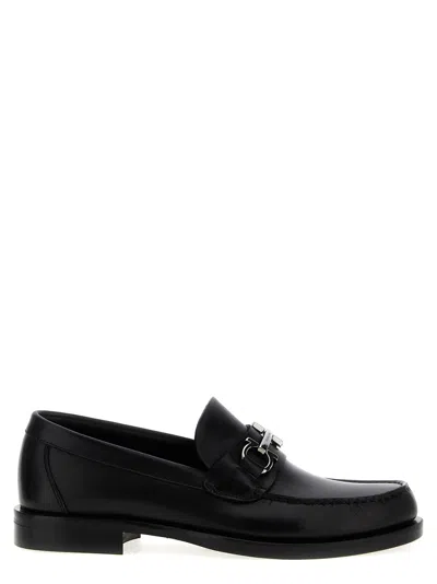 Ferragamo Men Brown Loafers With Metallic Gancini Detail On The Front In Leather Man In Animal Print