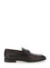 Ferragamo Foster Gancini Loafers In Hammered Leather In Brown