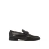 Ferragamo Foster Gancini Loafers In Hammered Leather In Black