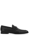 Ferragamo Black Gancini Plaque Leather Loafers - Men's - Calfskin/goat Skin/rubber In Black