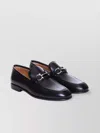 Ferragamo Foster Loafers Leather Metallic Buckle Round Toe
