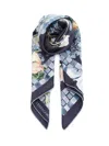 Ferragamo Flowers Print Silk Scarf Scarves And Foulards Blue In Multi