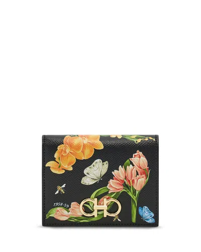 Ferragamo Foulard Leather Wallet In Black