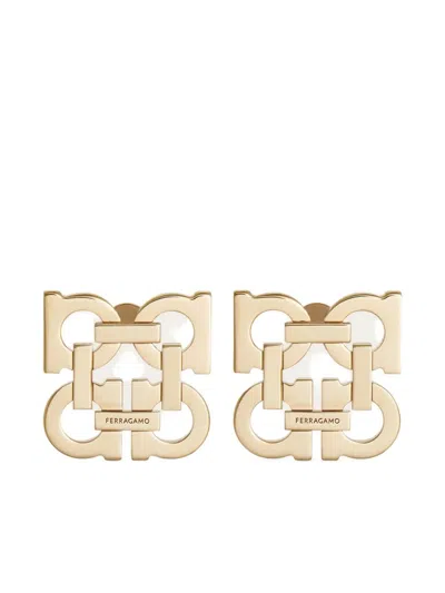 Ferragamo Four Gancini Clip On Earrings In Gold