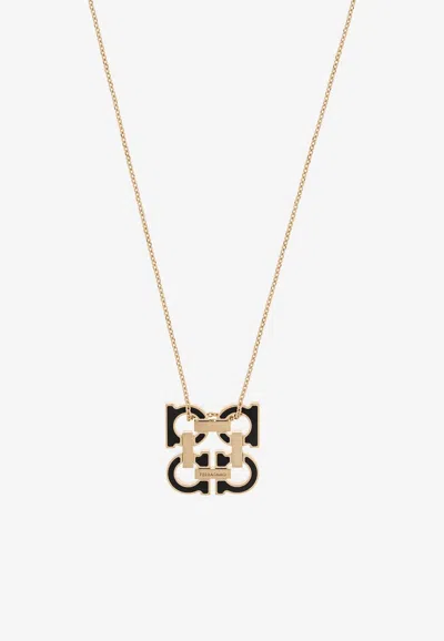 Ferragamo Four Gancini Pendant Chain Necklace In Gold