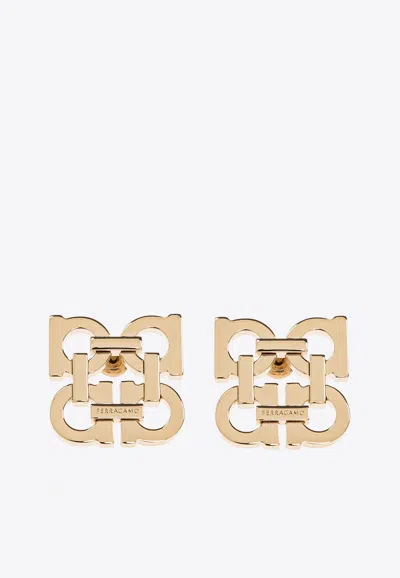 Ferragamo Four Gancini Stud Earrings In Gold