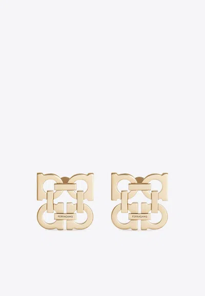 Ferragamo Four Gancini Stud Earrings In Gold