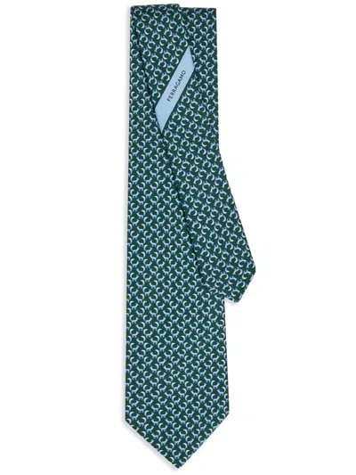 Ferragamo Fox Silk Tie In Fverde Sc