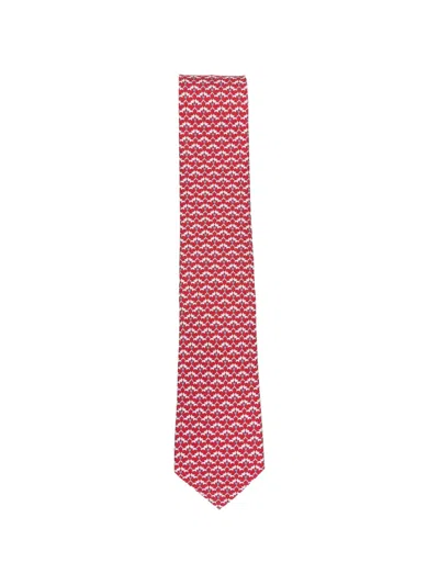 Ferragamo Fox-pattern Silk Tie In Red