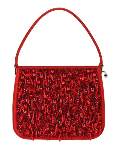 Ferragamo Frame Bejeweled Shoulder Bag In Red