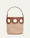 Ferragamo Frame Cutout Raffia Bucket Bag