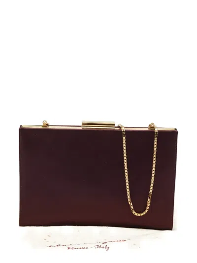 Pre-owned Ferragamo Frame Satin Clutch In Purple