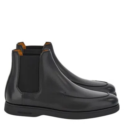 Ferragamo Francisco Leather Chelsea Boots In Black