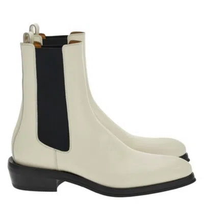 Ferragamo Frank Leather Chelsea Boots In White