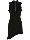 Ferragamo Raw-edge Sleeveless Denim Mini Curve Dress In Black