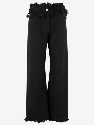 FERRAGAMO FRAYED COTTON PANTS