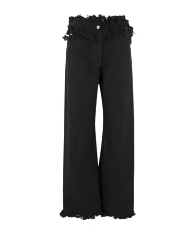 FERRAGAMO FERRAGAMO FRAYED WIDE LEG PANTS