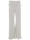 Ferragamo High Waist Wide Leg Trousers With Frayed Hem In White