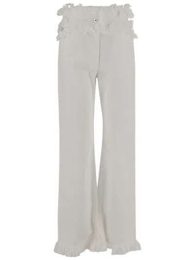 FERRAGAMO FRAYED COTTON TROUSERS