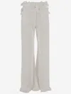 Ferragamo High Waist Wide Leg Trousers With Frayed Hem In White