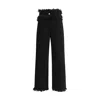 Ferragamo Frayed High-rise Straight-leg Pants In Black