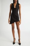 Ferragamo Raw-edge Sleeveless Denim Mini Curve Dress In Nero