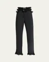 Ferragamo Frayed High-rise Straight-leg Pants In Nero