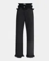 Ferragamo Frayed High-rise Straight-leg Pants In Nero
