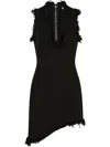 Ferragamo Raw-edge Sleeveless Denim Mini Curve Dress In Black