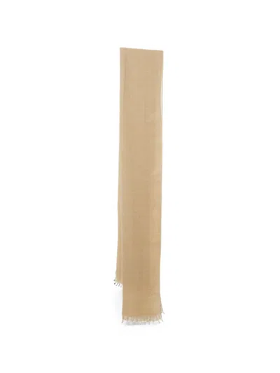 Pre-owned Ferragamo Frayed-edges Scarf In Neutral