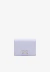 Ferragamo French Bi-fold Wallet In Grained Leather In Lavender
